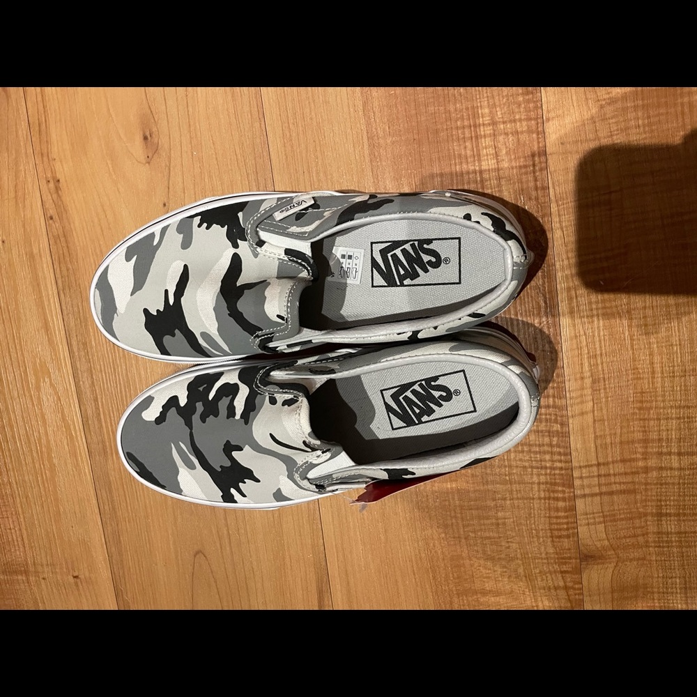 Camo vans slip ons